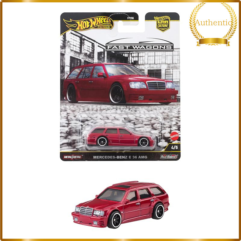Hot Wheels Car Culture Fast Wagon Mercedes-Benz E 36 AMG Vehicle Toy Mini Car for Ages 3 and Up Red JBK69
