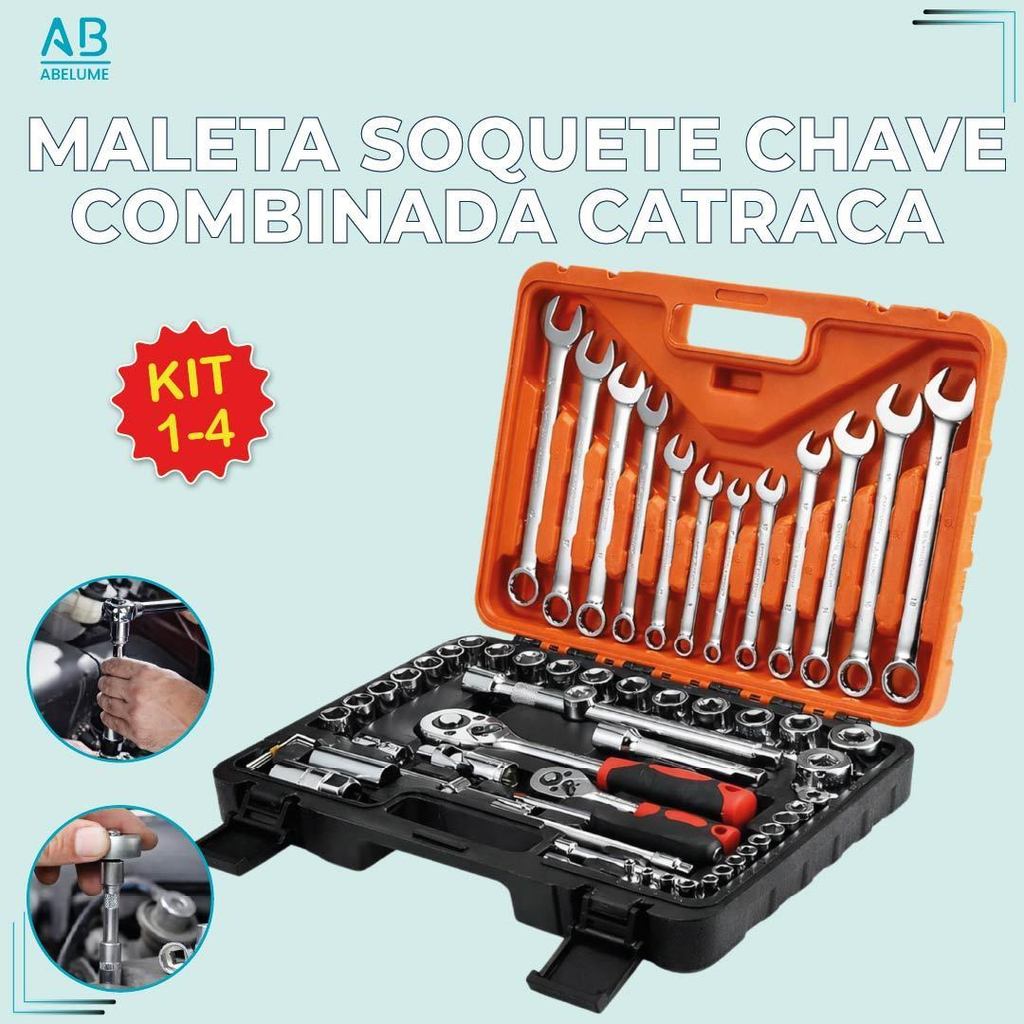Maleta Soquete Chave Combinada Catraca Alta Durabilidade de Aço com Maleta Organizadora em Oferta na Shopee