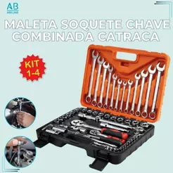 Maleta Soquete Chave Combinada Catraca Alta Durabilidade de Aço com Maleta Organizadora