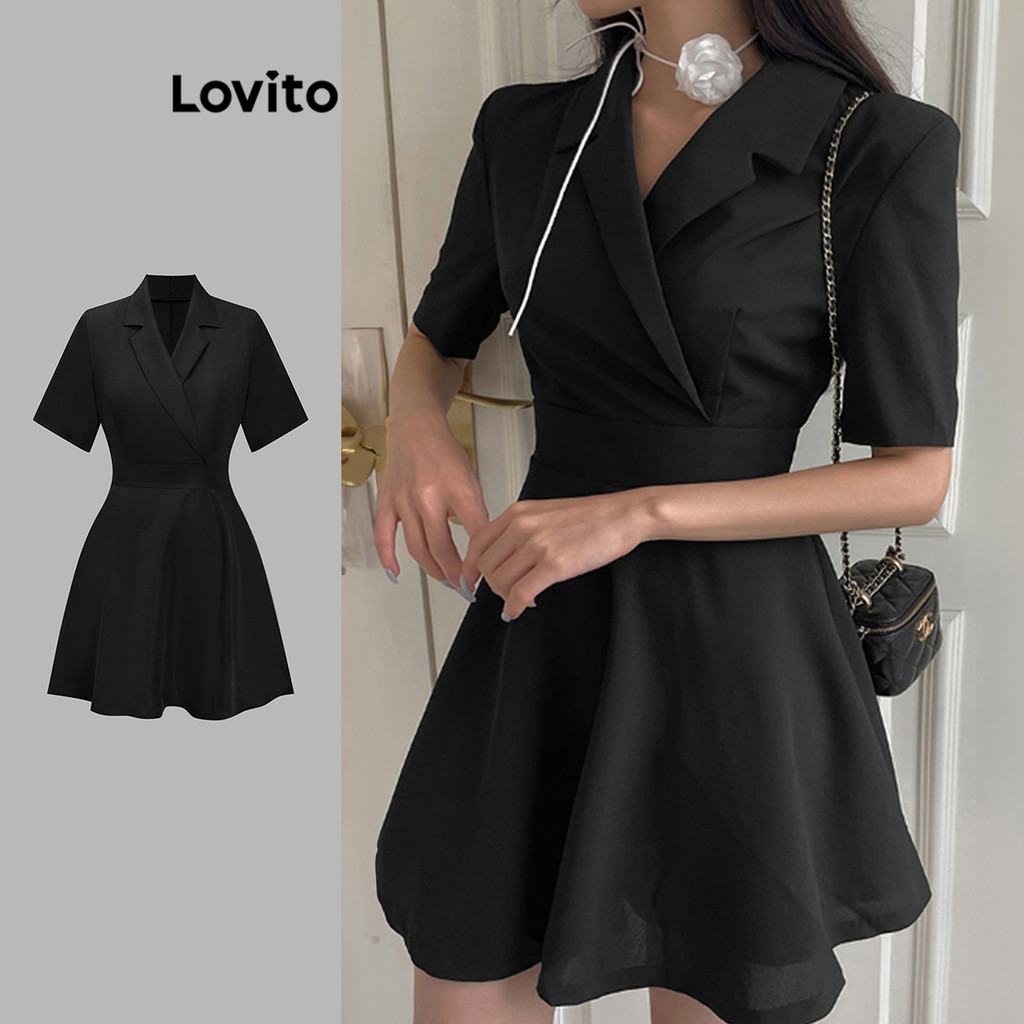Lovito Vestido Elegante Com Amarração Lisa Nas Costas E Estrutura Para Mulheres L110AD136 em Oferta na Shopee