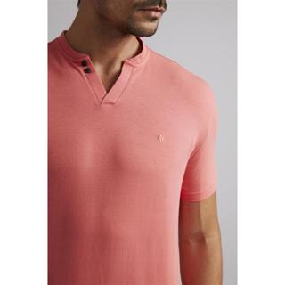 Camiseta Gola Portuguesa Malha Premium Slim Fit - Rosa Salmão em Oferta na Shopee