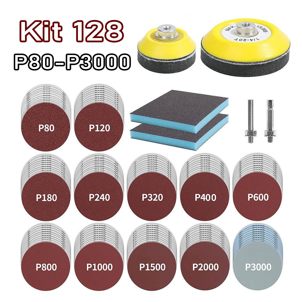Kit 128 Disco De Lixa De 3 Polegadas Com Almofadas