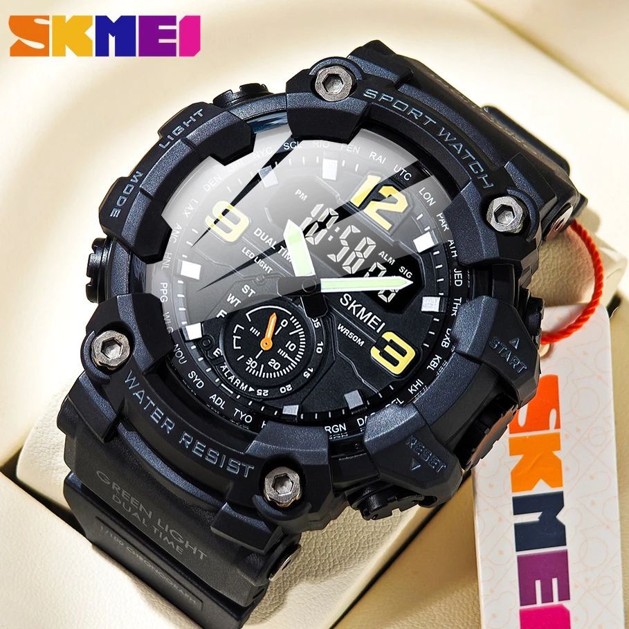Skmei Relógio masculino esportivo moda analógica de quartzo LED digital multifuncional à prova d'água relógio eletrônico em Oferta na Shopee