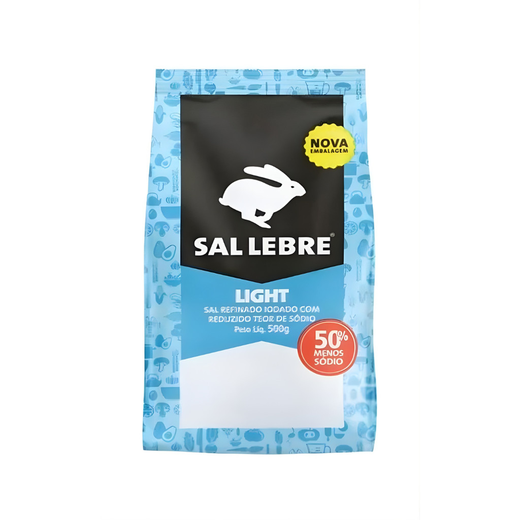 Sal Refinado Light iodado C/ Menos Sódio 500g - Lebre