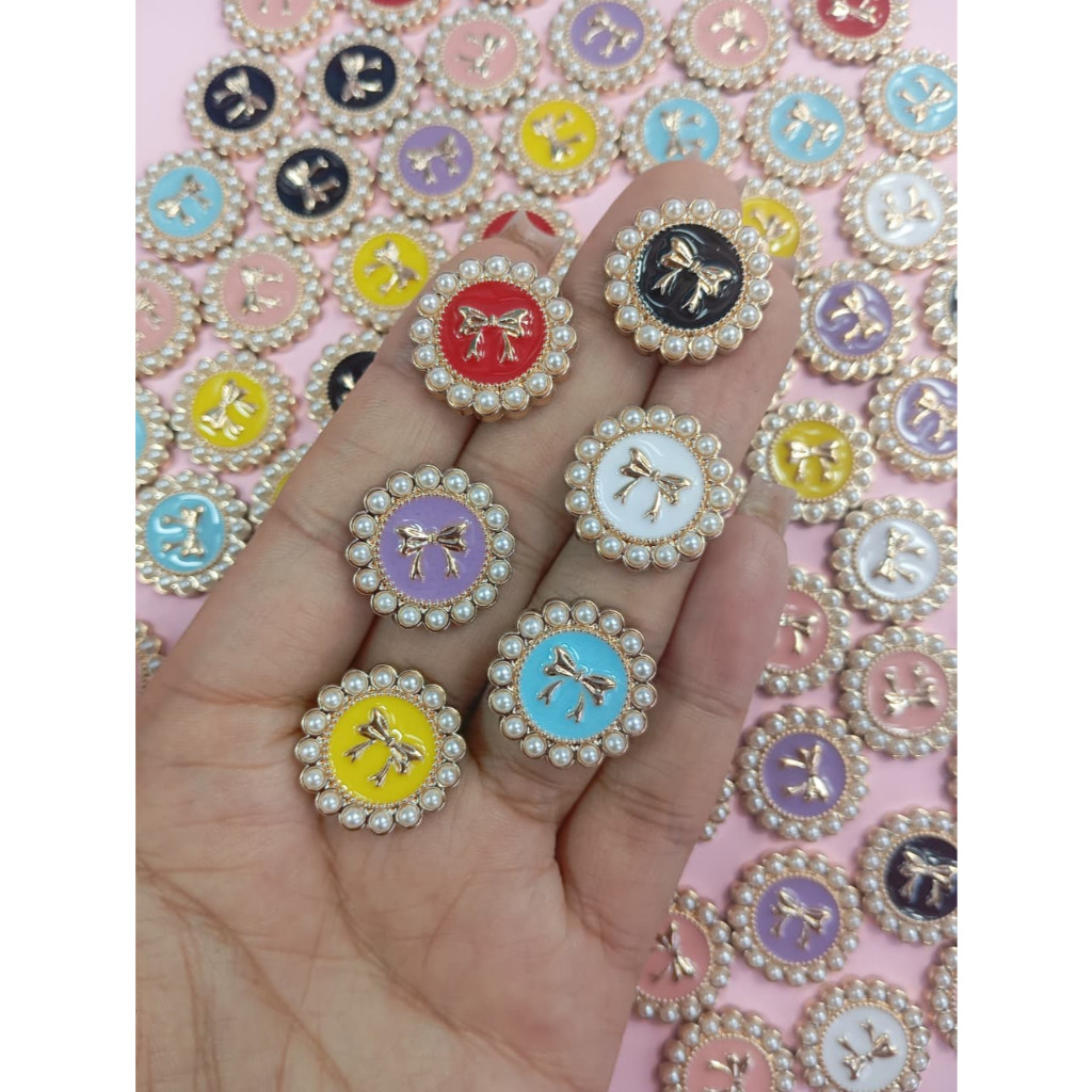 Aplique Chaton Redondo Lacinho com pérolas 10pçs MIX CORES SORTIDAS Artesanato patchwork Personalizados Customização