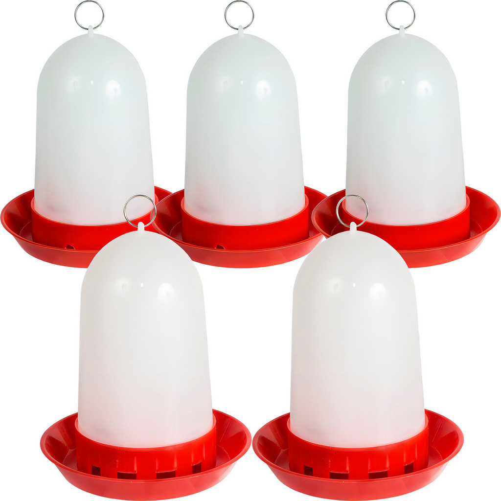 Kit 3 Bebedouros e 2 Comedouro Automático Aves Galinha Codorna Cor Vermelho