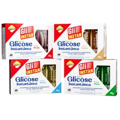 Kit com 4 Unidades de Bala de Glicose Gli-Instan Lowçucar Sabores Variados, Pronto Sem glúten, 5X15g