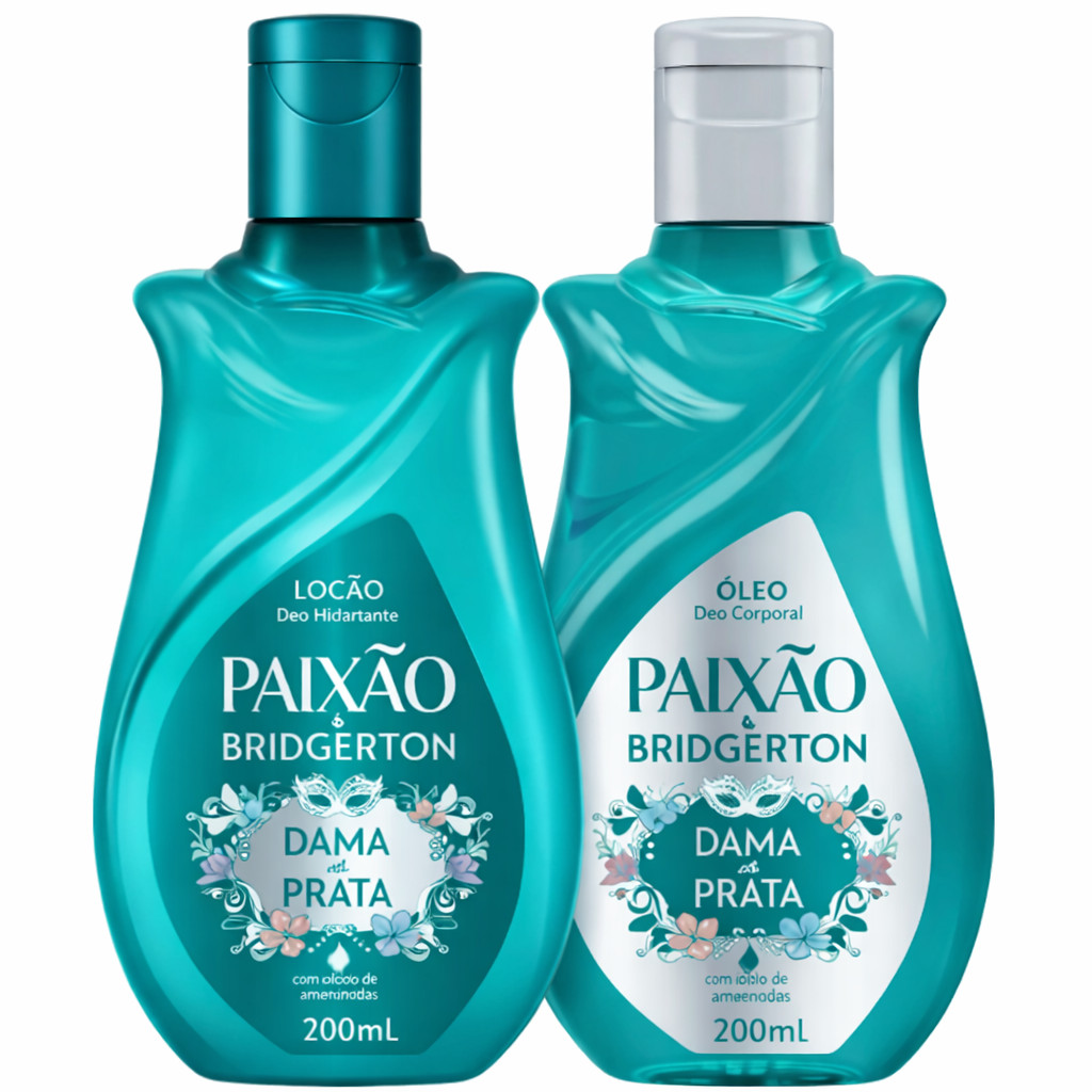 Kit Paixão Bridgerton Dama de Prata Óleo Corporal 200ml + Hidratante Corporal 200ml em Oferta na Shopee