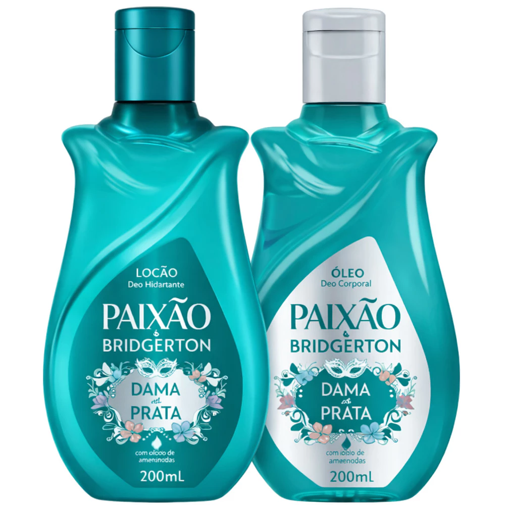 Kit Paixão Bridgerton Dama de Prata Óleo Corporal 200ml + Hidratante Corporal 200ml