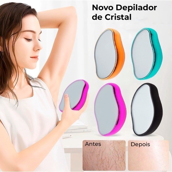 Depilador de Cristal Reutilizável Indolor Portátil Removedor de Pelos com Esfoliação Suave