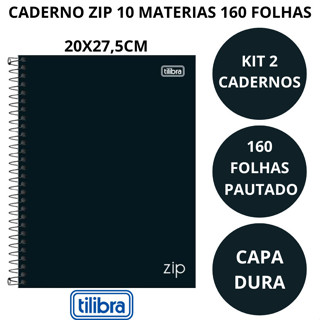 Kit 2 Cadernos Tilibra Universitário Escolar 160 Folhas 10 Materias Preto Com Pauta Capa Dura em Oferta na Shopee