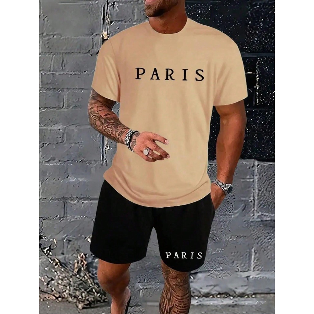 Conjunto Camiseta 100% Algodão + Bermuda Tectel Estampado Paris Lançamento 2026
