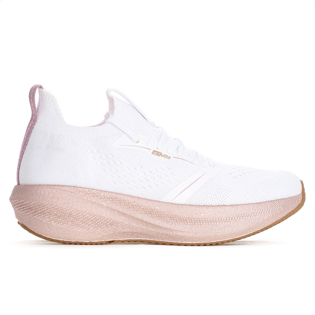 Tênis Actvitta Gaspea Knit Energy Branco e Rosa - Feminino