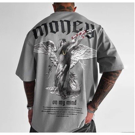 Camiseta Anjo Money Masculina Streetwear Novo! plus Size traje Street Casual Premium Street Casual Premium algodão Stree