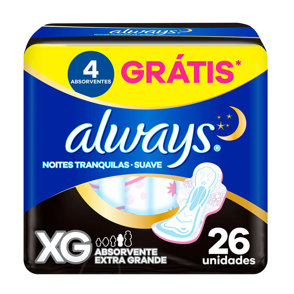 Absorvente Always Noturno Suave Xg Com 26 Unidades em Oferta na Shopee