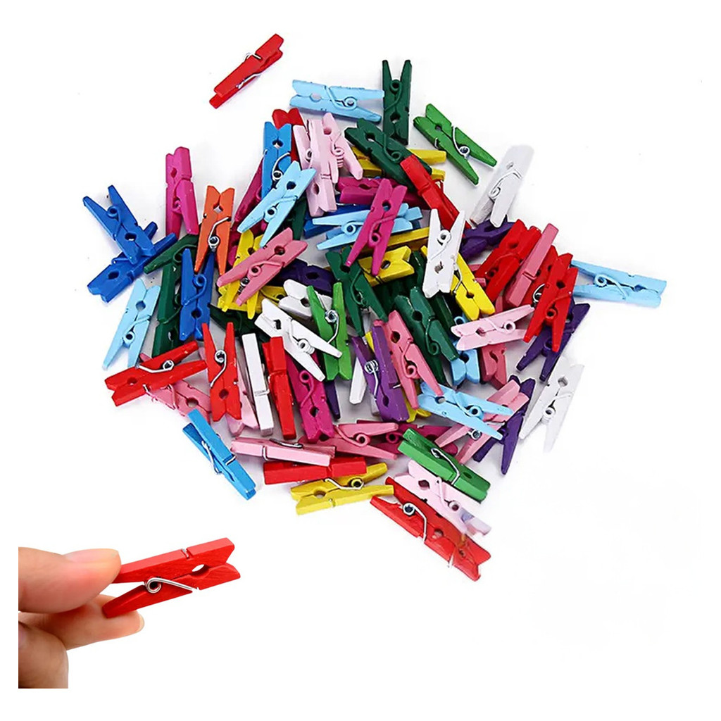 Kit 120 Prendedores Coloridos 2,5cm Pregadores P/ Fotos Mural Avisos