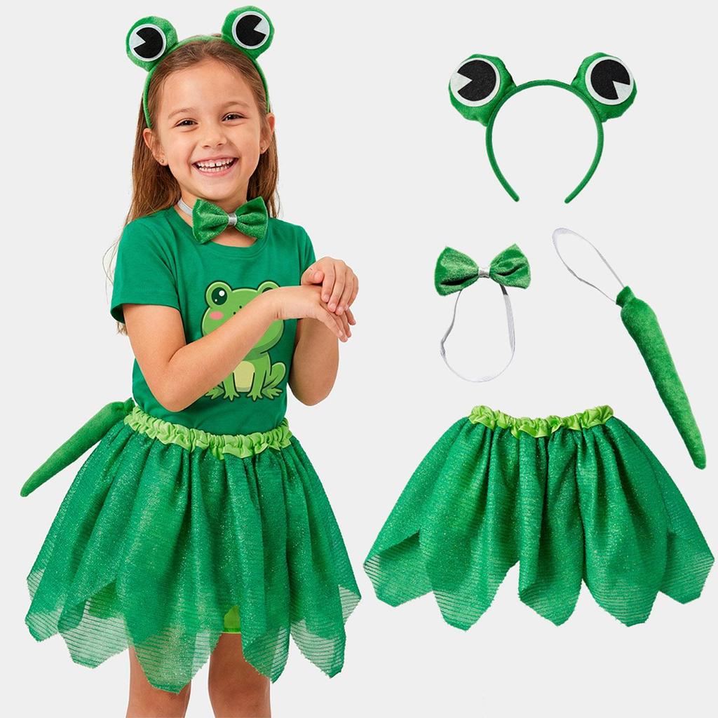 Fantasia de Sapo Infantil pra Menina Kit com Saia Brilhante Tiara Gravata e Rabinho em Oferta na Shopee