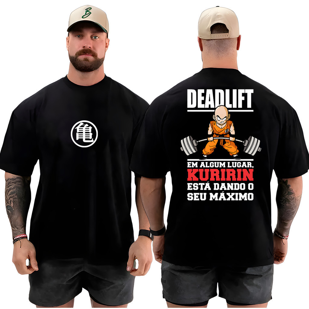 Camiseta Camisa Oversized Top para Academia Treino Musculação Kuririn Streetwear 100% Algodão  Fitness Academia Geek