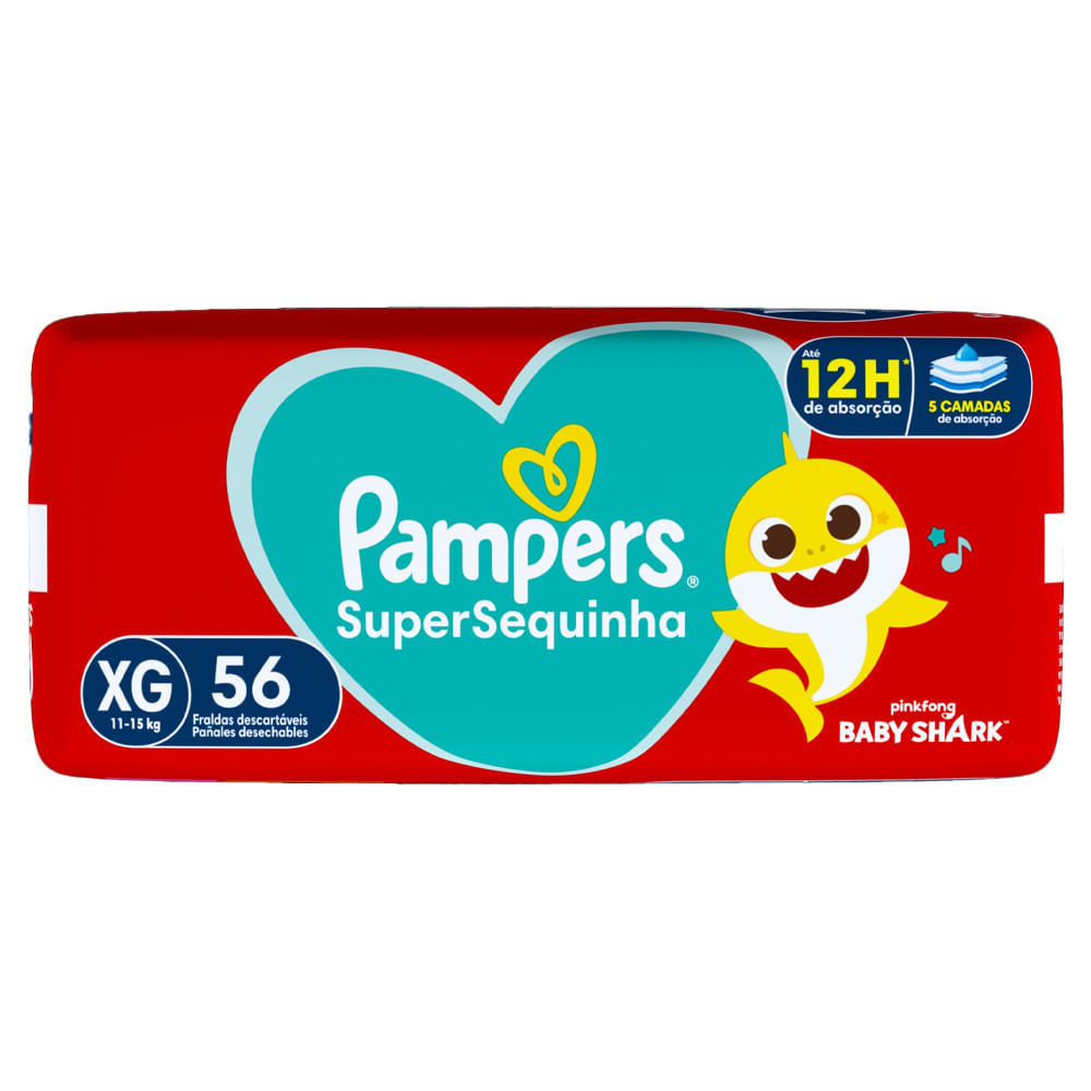 Fralda Descartável Pampers Supersequinha Super XG 56 Unidades em Oferta na Shopee