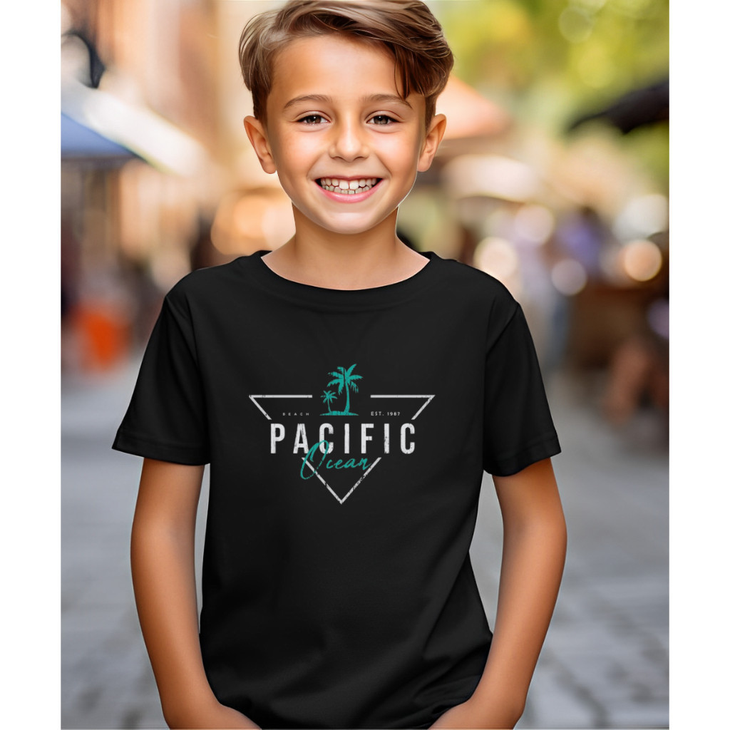 Camiseta Camisa Infantil Juvenil Kids  Pacific Ocean Palmeira Praia Streetwear Algodão Premium