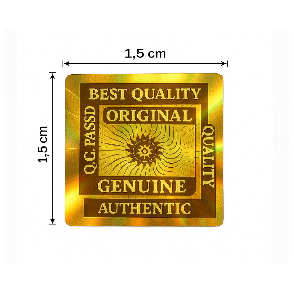 Selo de 1,5cm x 1,5cm Quadrado Dourado Adesivo Holográfico VOID 30 x 10mm Lacre de Segurança