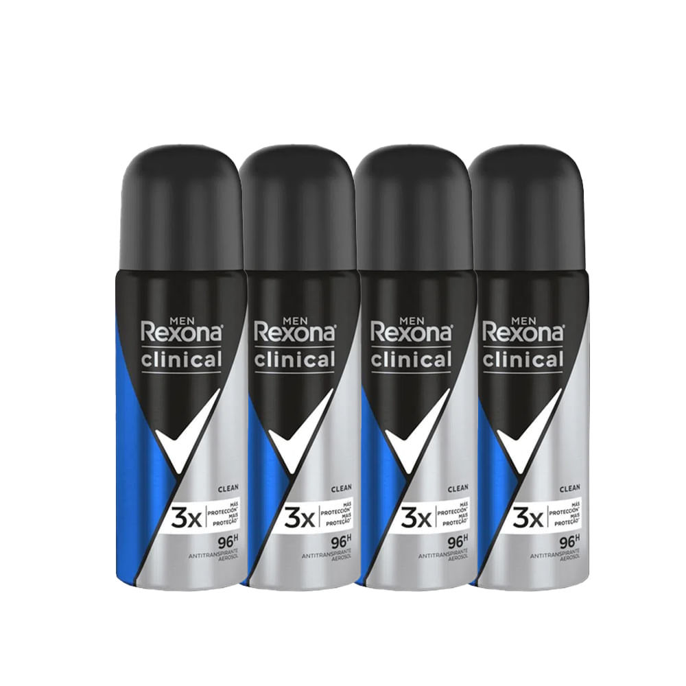 Kit Desodorante Antitranspirante Aerosol Rexona Men Clinical Classic Clean 55ml - 4 Unidades em Oferta na Shopee