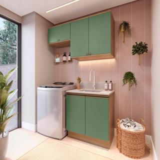 Lavanderia Modulada Kappesberg Celeste 3 Peças Nogueira/Verde 140cm em Oferta na Shopee