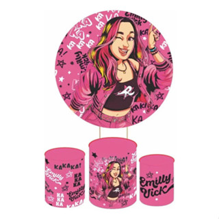 Kit Painel Festa Pegue Monte Trio Cilindro Vick Dos Rosa Musica Cantores Dança Pula Desenho em Oferta na Shopee
