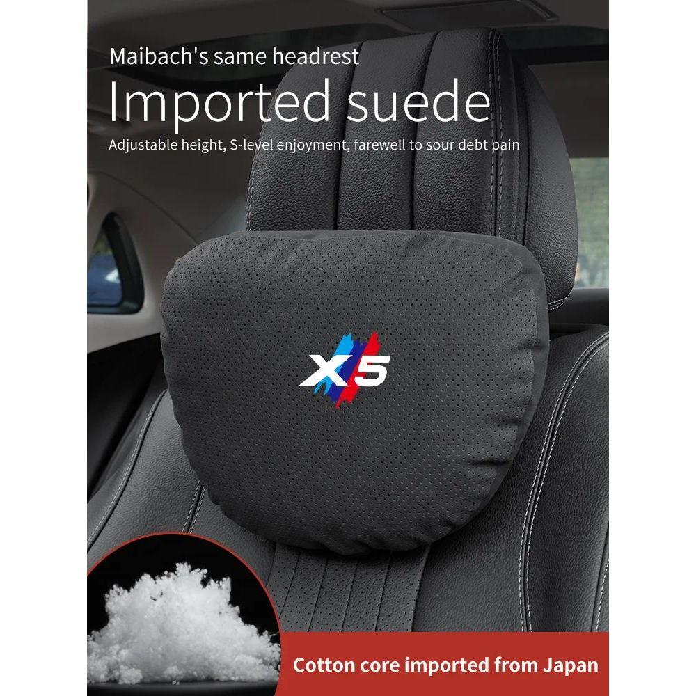 Carro Respirável Pescoço Apoio Encosto De Cabeça Para BMW X5 E53 E70 F15 G05 G18 G65 Assento Almofada Lombar Camurça Mem