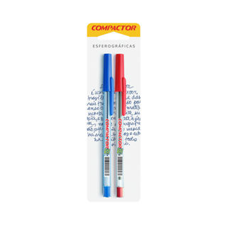 Caneta Esferográfica Compactor 0.7mm Azul e Vermelho com 2 Unidades em Oferta na Shopee