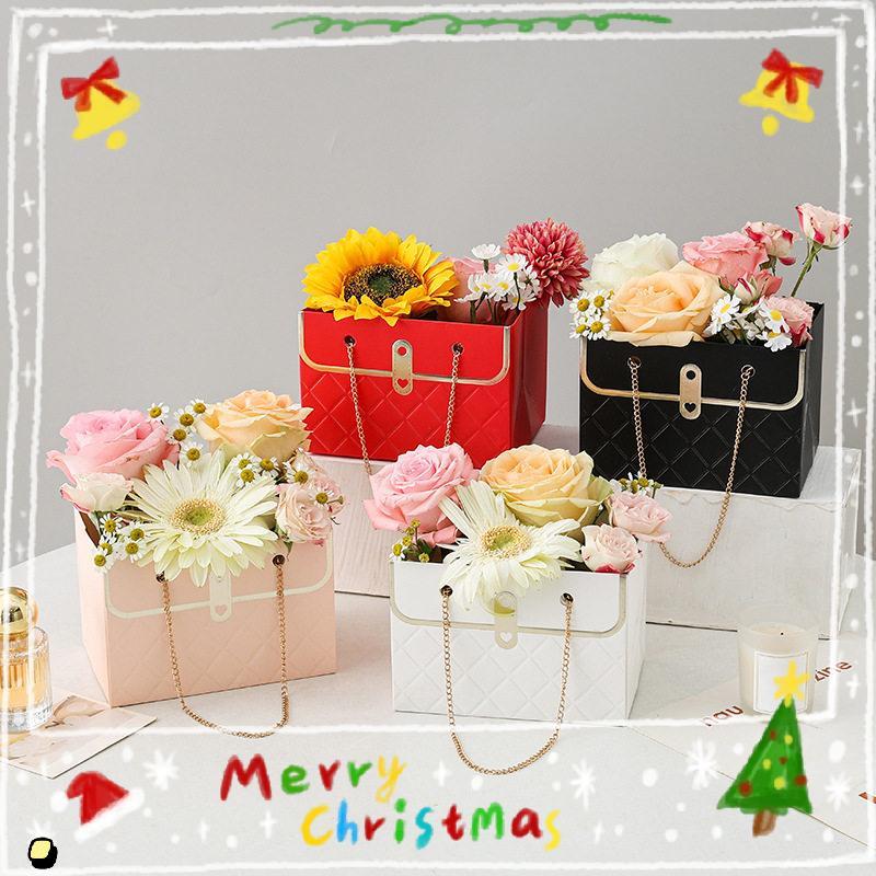 [OW [Caixa De Flores Do Dia Dos Namorados Com Alça Bolsa De Presente Retangular Moderna Cesta Portátil [BR]