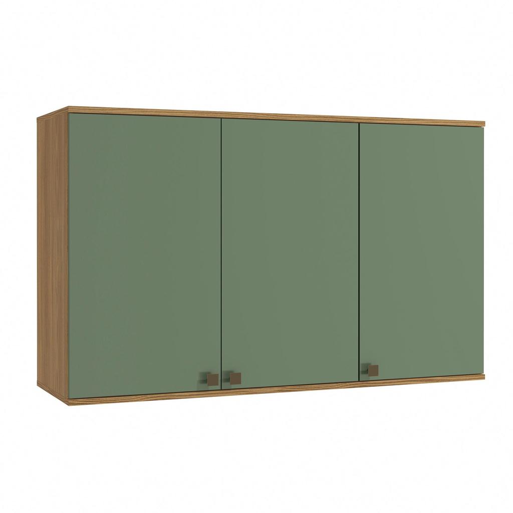 Armário Aéreo Celeste Kappesberg 100% MDF 3 Portas Nogueira/Verde 120cm em Oferta na Shopee