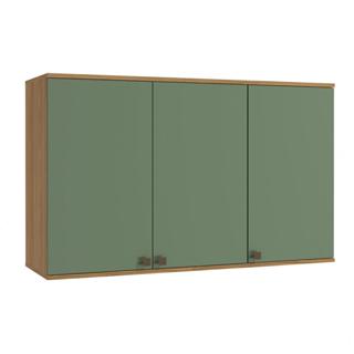 Armário Aéreo Celeste Kappesberg 100% MDF 3 Portas Nogueira/Verde 120cm em Oferta na Shopee