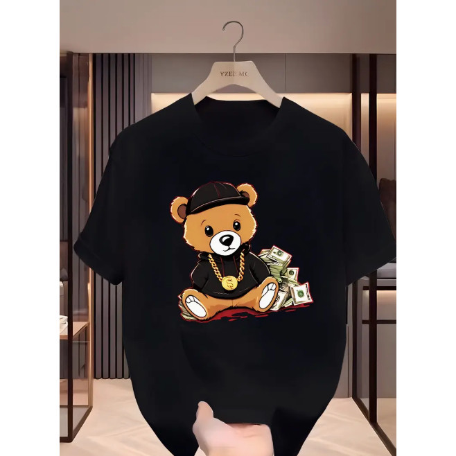 Camiseta Infantil Menino Urso Dolar Camisa estampada MALHA, Camiseta Estilosa Camisa adulta