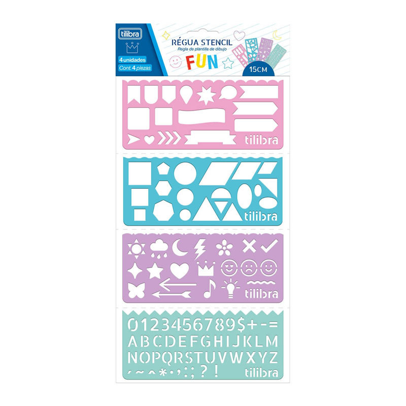 Régua polipropileno Stencil Fun 15cm 348724 Tilibra em Oferta na Shopee