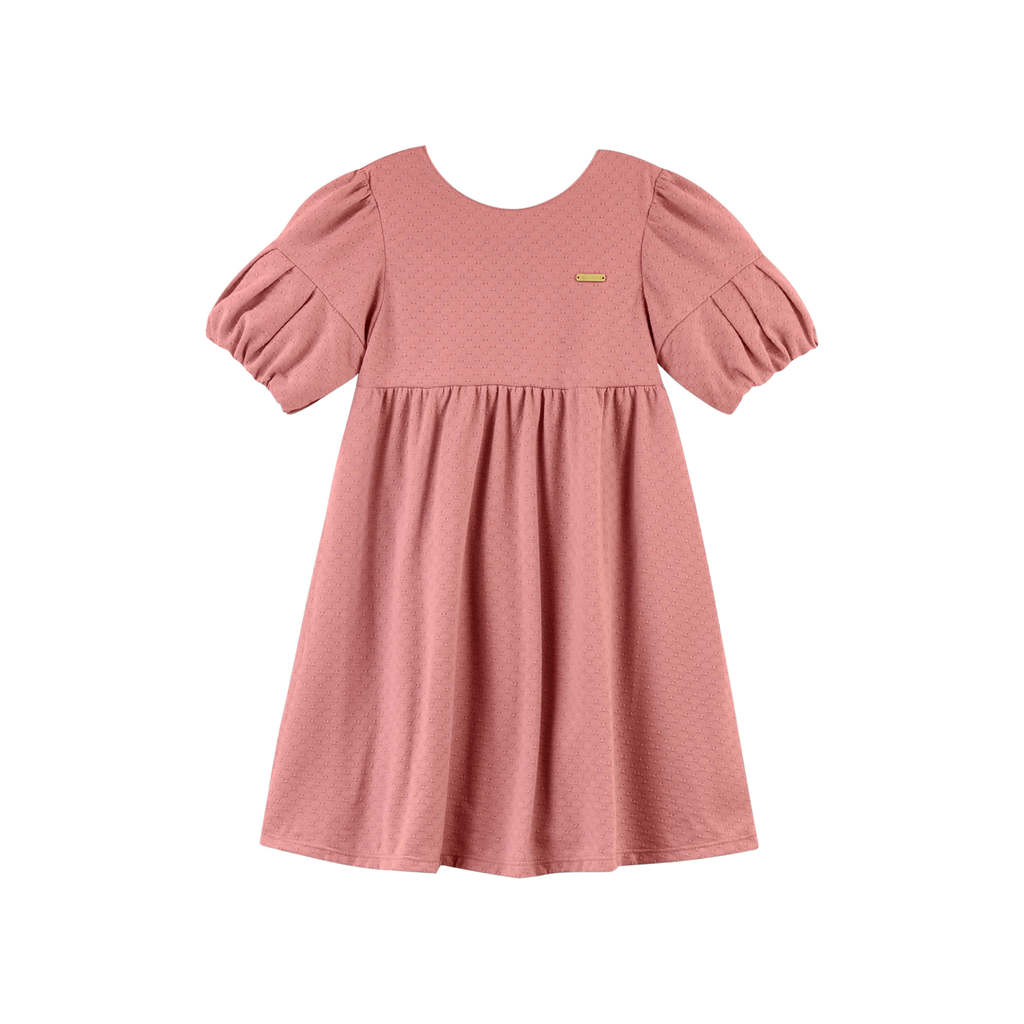 Vestido Infantil Menina Manga Bufante Colorittá Rosa