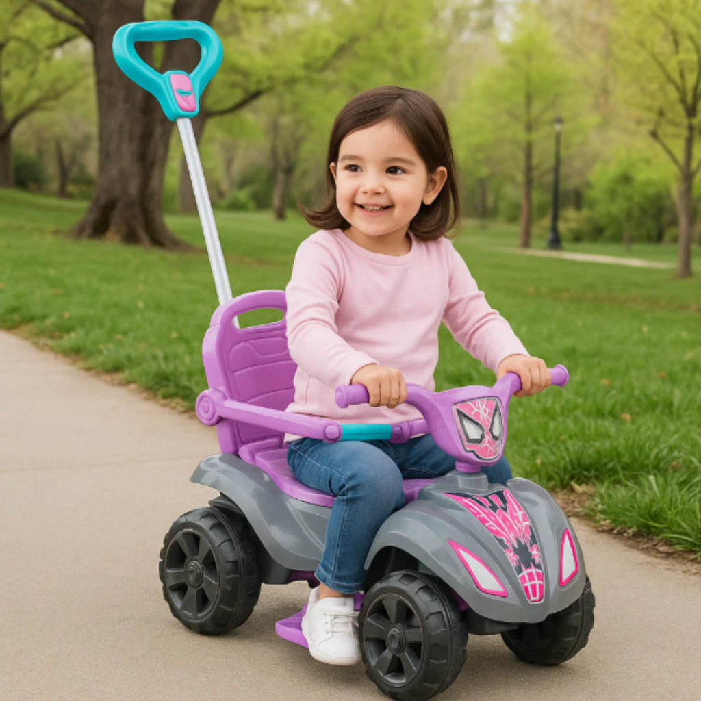 Quadriciclo Infantil Baby Aranha Girl Rosa Quadriciclo Dog Azul Guia Passeio Meninas Meninos