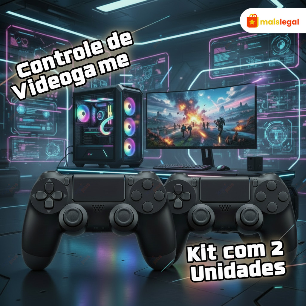 Kit com 2 Unidades Controle Dualshock 4 Compatível com PS4 PC Android, Design Ergonômico e Experiência de Jogo Completa