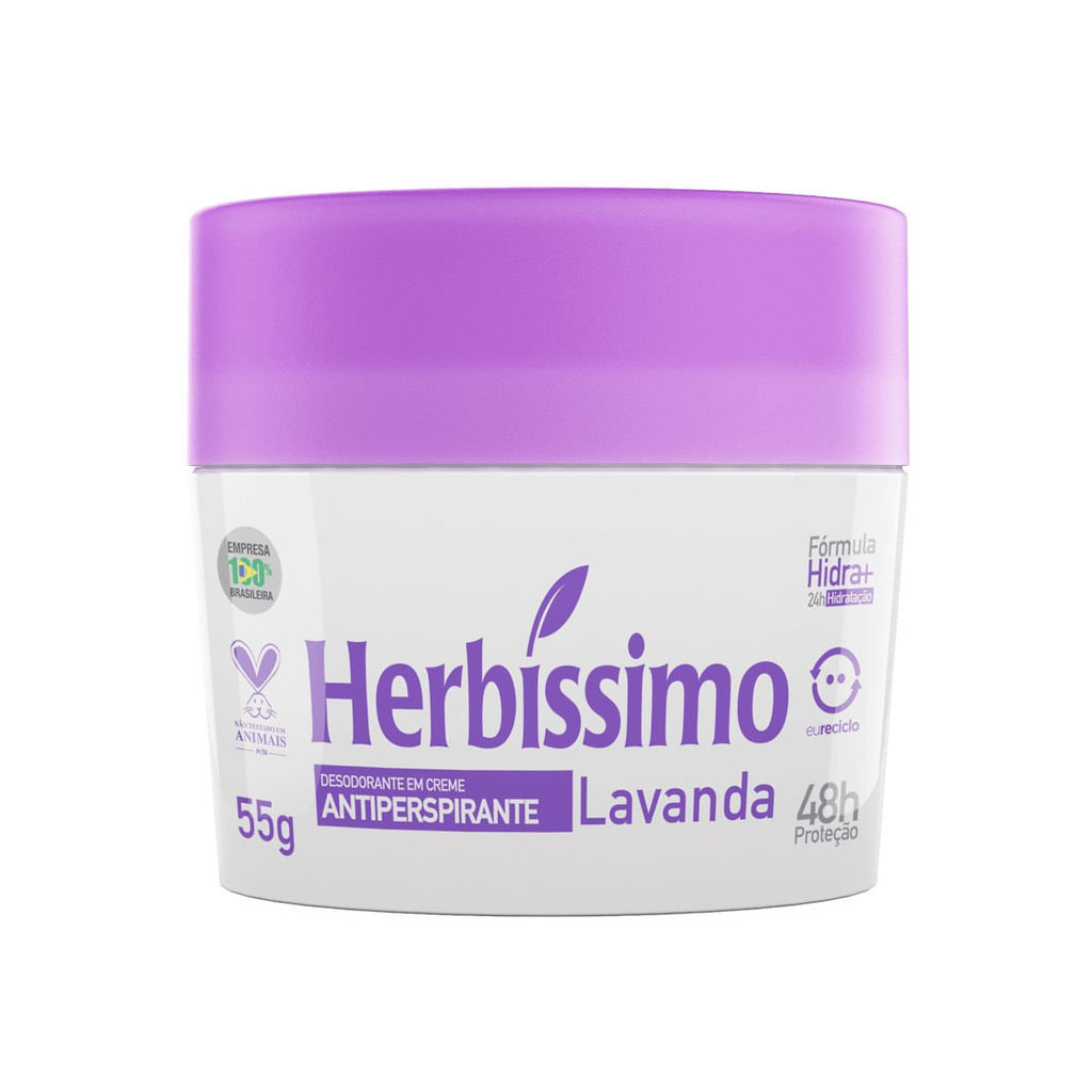 Desodorante Herbíssimo Creme Lavanda 55g em Oferta na Shopee