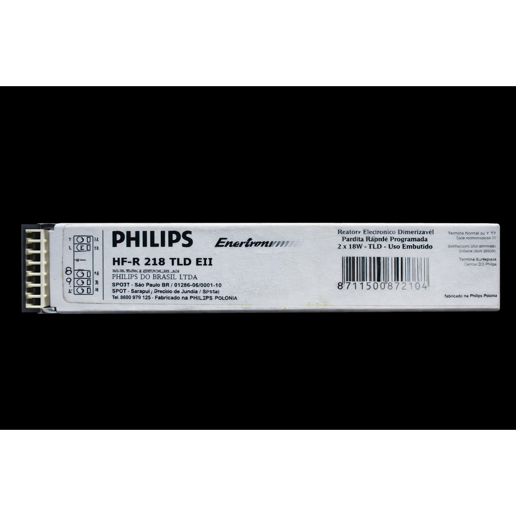REATOR ELETRÔNICO PHILIPS DIMERIZÁVEL HF-R 218 TL-D EII 220-240 V