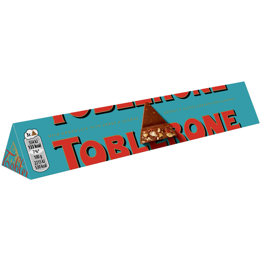 Toblerone Chocolate ao Leite com Amêndoas Caramelizadas e Sal 100g em Oferta na Shopee