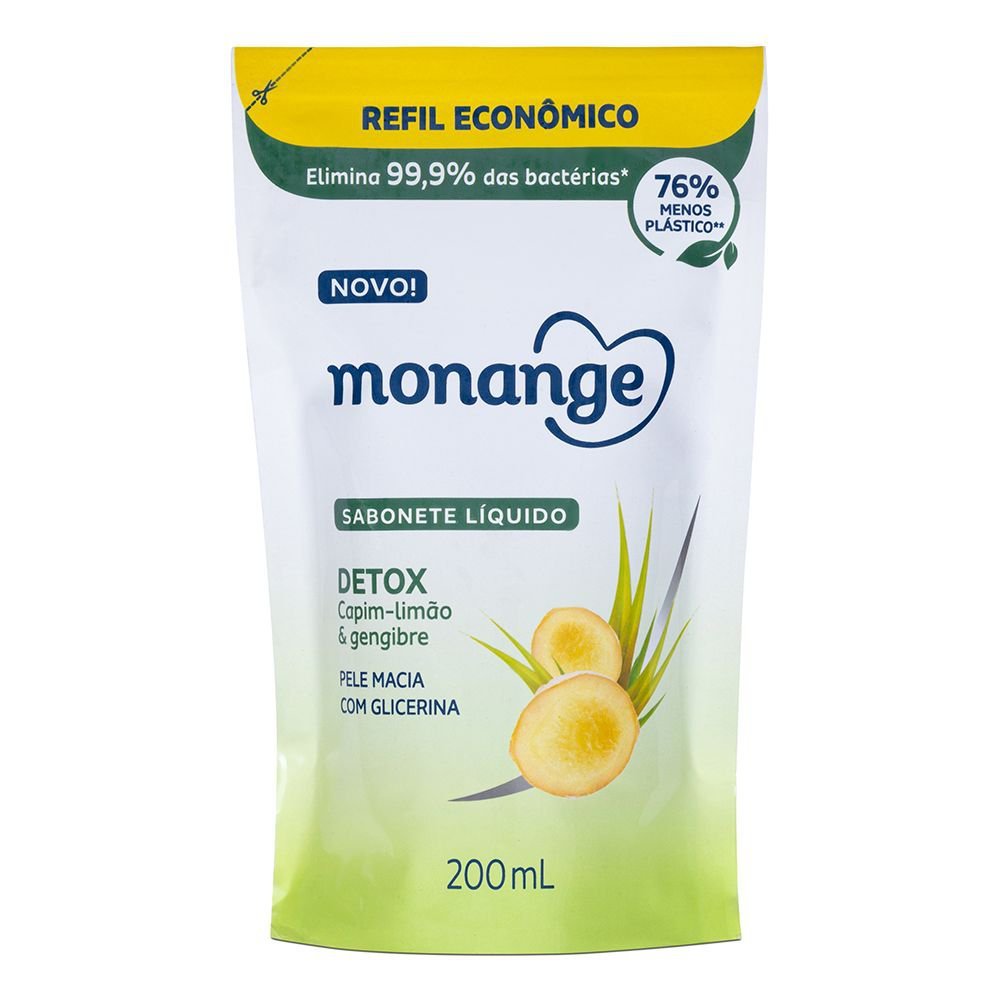 Sabonete Líquido Monange Refil Detox 200ml em Oferta na Shopee