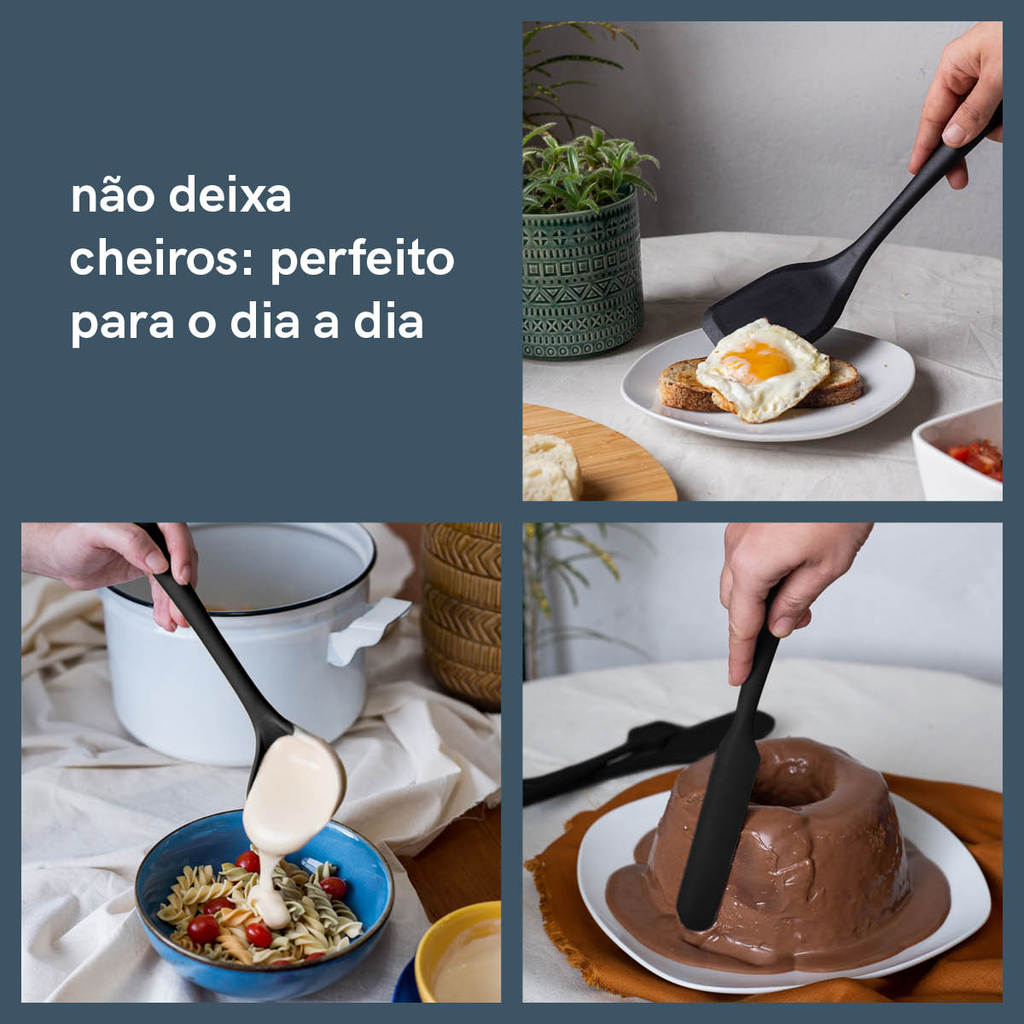 Kit de Utensílios de Silicone Preto Oikos – 7 Peças — imagem 2 de 2