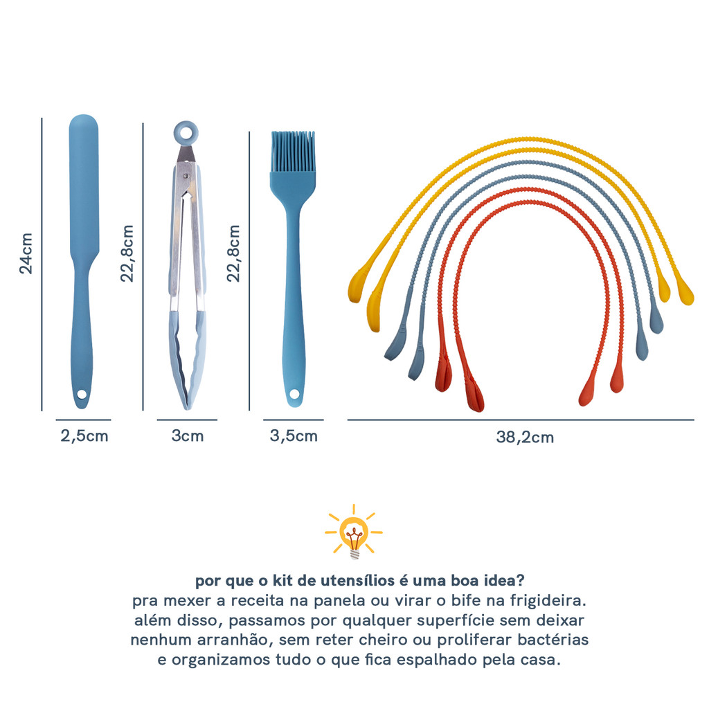 Kit de Utensílios de Silicone com 8 Peças Amarrador - Oikos — imagem 2 de 2