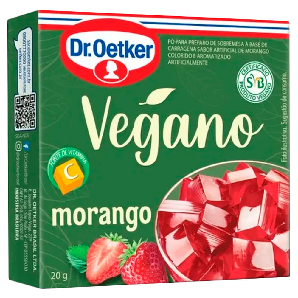 Gelatina Dr. Oetker Vegana Sabor Morango 20g em Oferta na Shopee
