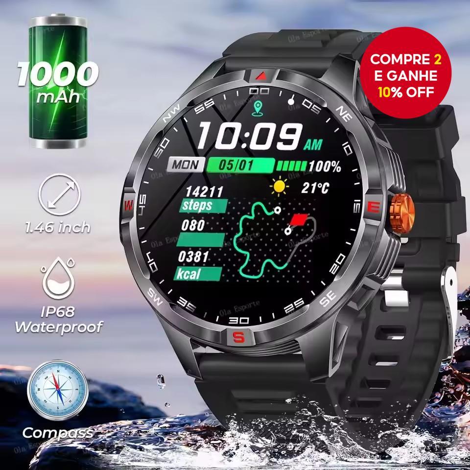 Smart Watch 2025 Bússola à prova d'água Monitoramento de saúde e sono Bateria de grande capacidade Mais de 100 modos