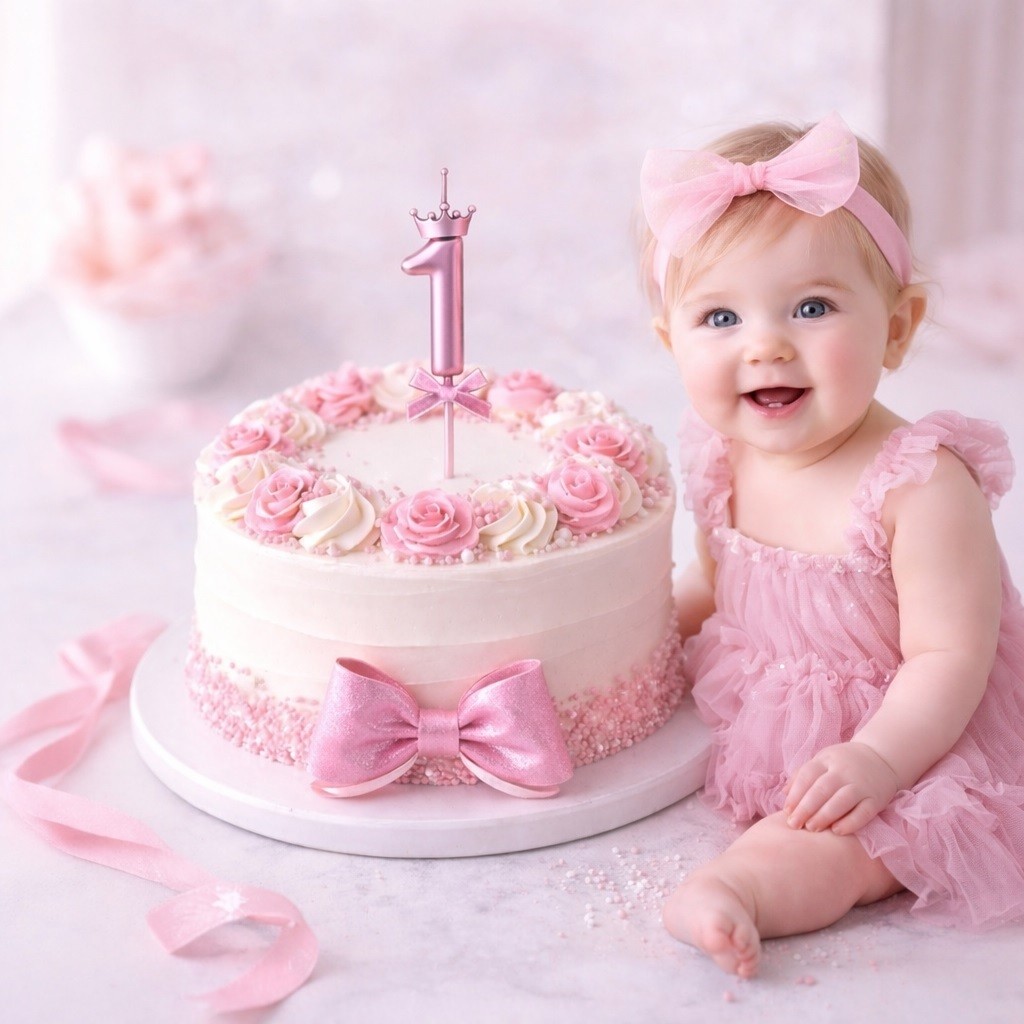 Vela De Aniversário Rosê Número Decorativo de Aniversário Topo De Bolo Com Coroa Laço em Oferta na Shopee