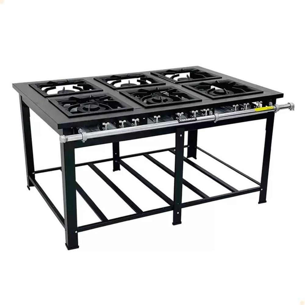 Fogão Industrial A Gás GN Maxi 6 Queimadores Duplos Venâncio 33025