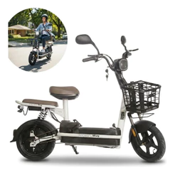 Bicicleta Elétrica 48V Scooter C/Bateria Removível Importway Autonomia Até 25km Velocidade 32kmh Bike Urbana Branca