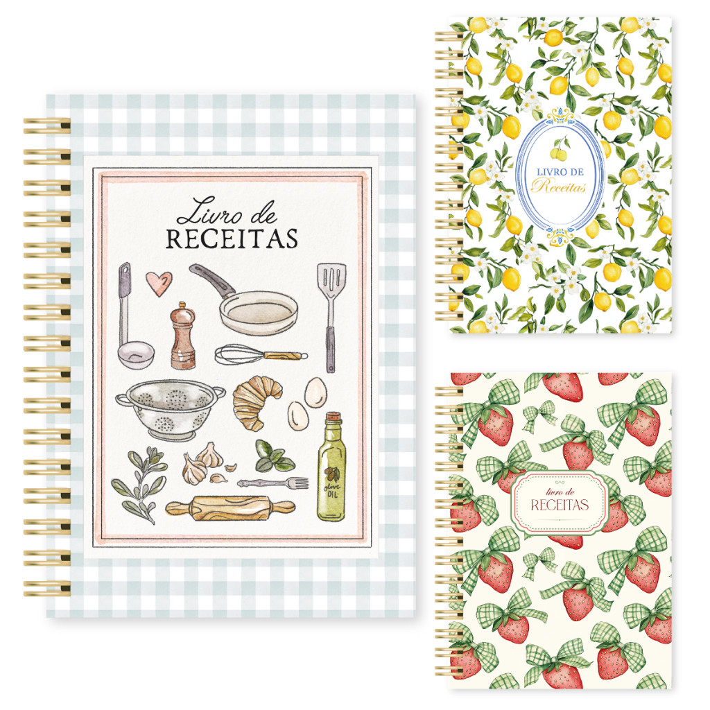 Livro de Receitas Inteligente Personalizado com Nome Capa Dura 100 Folhas Caderno Receita